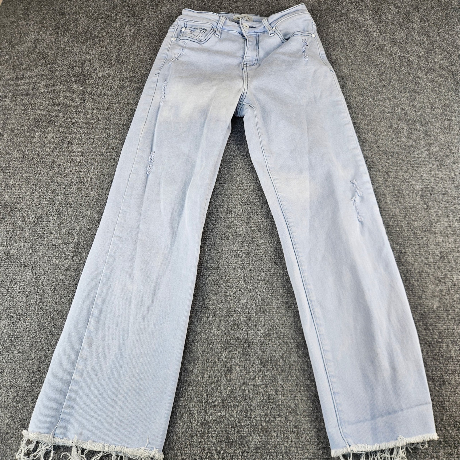 Special A Light Wash Wide Leg Distressed Raw Hem Jeans P8016cb Size 3/26